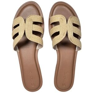 The Drop Monika Natural Raffia Slide Sandals Tan‎ Womens Size 13 EU 44